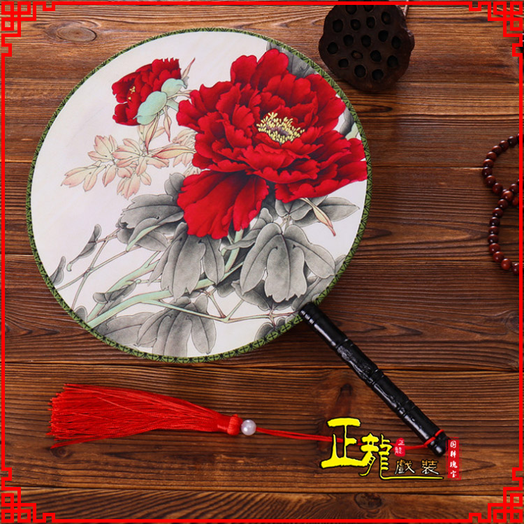 西乌珠穆沁旗古典中国风团扇空白扇跳舞蹈扇 真丝宫扇