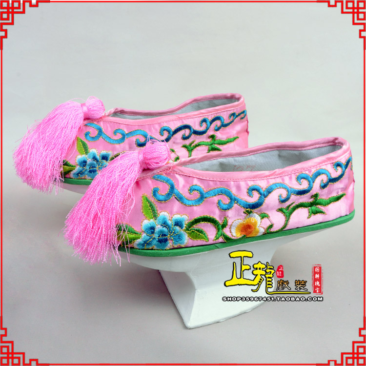 西乌珠穆沁旗京越剧戏鞋花盆底清朝皇后贵妃宫女花盆底 旗鞋