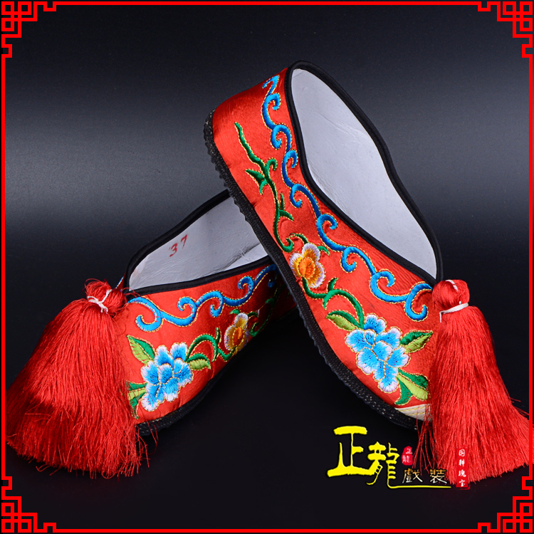 西乌珠穆沁旗京剧越剧戏曲彩鞋花旦绣花 普平底彩鞋