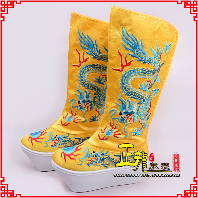 西乌珠穆沁旗皇帝龙靴变脸靴绣龙靴子厚底官靴 好龙高靴