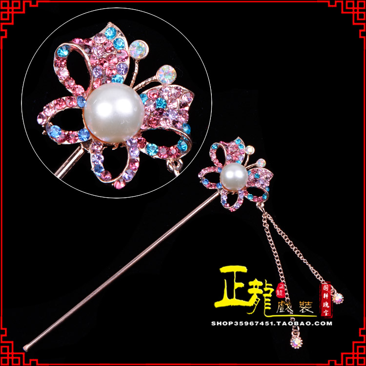 西乌珠穆沁旗花旦小姐青衣头饰簪子 蝴蝶发簪