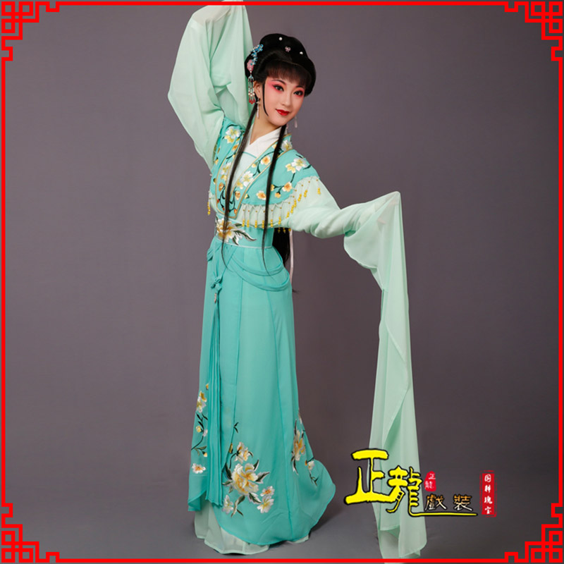 西乌珠穆沁旗青衣水袖戏服演出服 云肩花旦衣